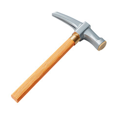 A detailed 3d render of a pickaxe with a silver head and a wooden handle isolated on transparent background