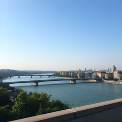 Obraz premium View of the river and bridges from the embankment in the center of Belgrade. View of the central area in Belgrade.
