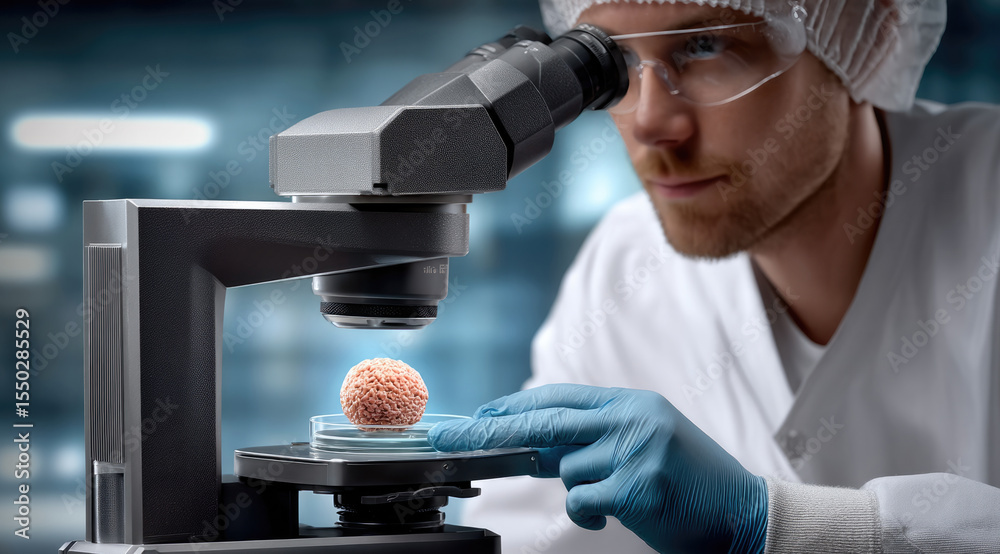 Aufkleber scientist microscope laboratory research cell innovation technology analysis focus discovery science