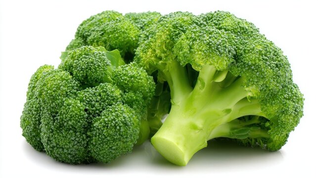 Fresh broccoli heads arranged closely, showcasing vibrant green florets, Ideal for health-related content, recipes, and nutrition guides, emphasizing fresh produce and healthy eating,