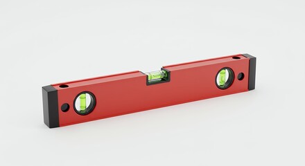 Red spirit level on white background