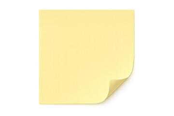 Crumpled yellow sticky note with folded edge, placed on transparent backdrop, perfect for quick notes and personal messages