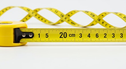 Yellow measuring tape isolated on white background