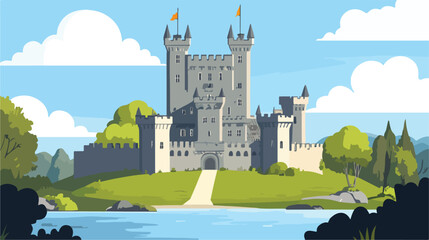 Obraz premium Dublin Castle Ireland Building Flat Vector Illustration