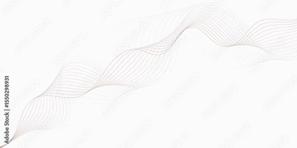 Poster light background with flowing lines creating wave curve line pattern across the space.