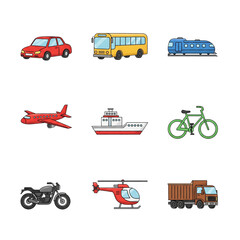 HD Transportation Icons Cars, Buses, Trains, Planes, Ships, Bikes, Motorcycles, Helicopters, Trucks