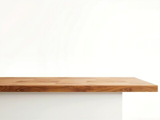Light brown wooden countertop against a plain white background. Empty surface. Mockup for product display