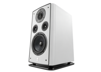 White and Black Modern Audio Speaker with Multiple Drivers Isolated on a transparent background sound