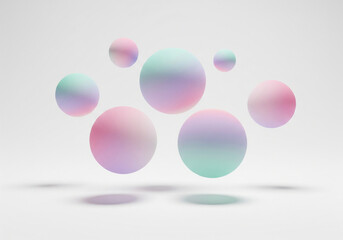 A captivating array of soft, gradient-colored spheres levitating against a minimalist white background. harmony, ethereal beauty, or abstract data points. balance, meditation, or digital simplicity.