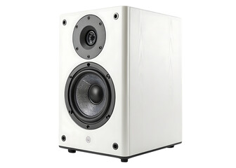 Obraz premium White Audio Speaker with Black Drivers Two Way System Modern Home Theater Sound Equipment A I G E N E R A T E D - P N G isolated on a transparent background