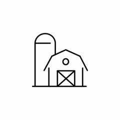 barn with silo icon sign vector