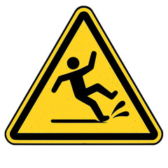 Caution slippery surface hazard warning sign for safety awareness and accident prevention