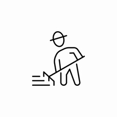 man raking ground icon sign vector