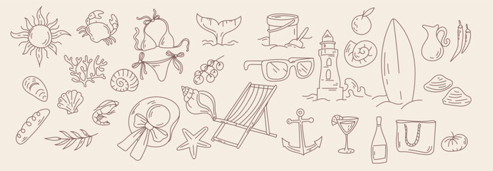 	
Summer coastal hand drawn vector illustration	
