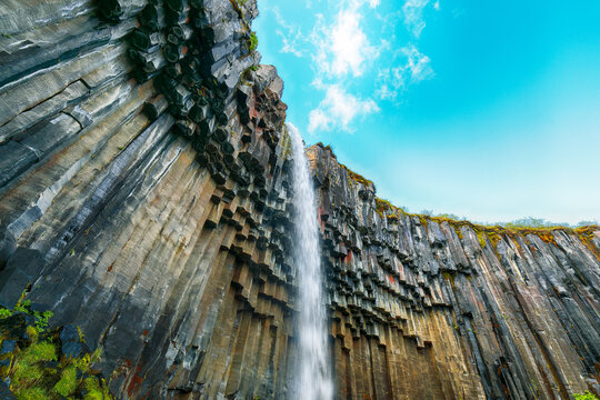 Impressive view of Svartifoss waterfall with basalt columns on southern part of Iceland. - Powered by Adobe