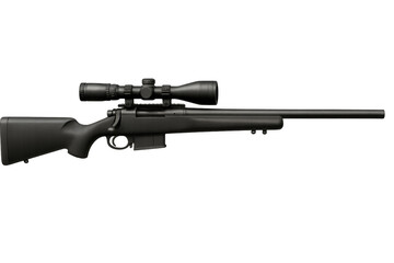 Modern hunting rifle with scope on transparent background