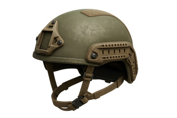 Naklejka premium Modern military helmet isolated on transparent background, showing combat readiness