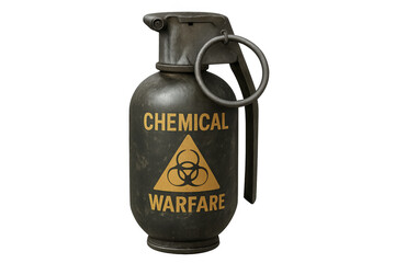 Fototapeta premium Chemical warfare grenade with biohazard symbol on transparent background