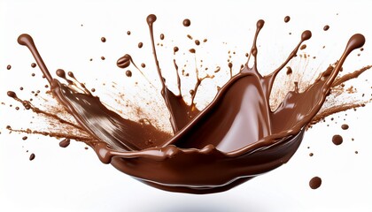 Fototapeta premium melting chocolate burst explosion splash in the air isolated on white background