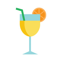Summer cocktail with fresh lemon garnish Vector illustration