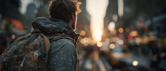 Exploring the urban landscape with augmented reality at sunset