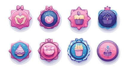 Happy Birthday Badges with Decoration - Celebrating Eleven Years