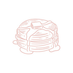 Hand-drawn illustration of a pancake for bakery or cafe, menus, cards, and graphic design.