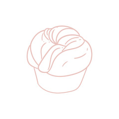 Hand-drawn illustration of brioche bread for bakery or cafe, menus, cards, and graphic design.