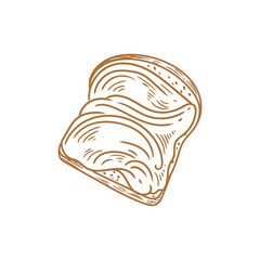 Hand-drawn illustration of a bread spread with chocolate cream for bakery or cafe, menus, cards, and graphic design.