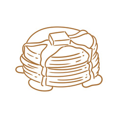 Hand-drawn illustration of a pancake for bakery or cafe, menus, cards, and graphic design.