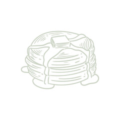 Hand-drawn illustration of a pancake for bakery or cafe, menus, cards, and graphic design.