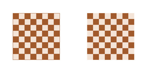Basic Set of Dark and Light Wood Style Brown Icon Set of 8x8 Grid or Tiles Chessboard in Top View. Vector Image.