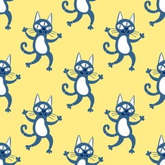 Halloween animals seamless cats pattern for wrapping paper