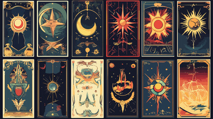Esoteric Tarot Cards Flat Vector Illustration