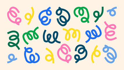 Fototapeta premium Scribble arrows bold marker lines cloud like tuchki and funky circles in naive style