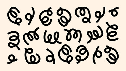 Rough arrows zigzag underline strokes comic tuchki and happy round shapes