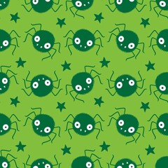 Obraz premium Cartoon monsters seamless Halloween spider pattern for wallpaper and fabrics and textiles and packaging and linens