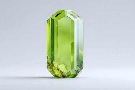 A vivid, elongated green crystal with a raw base, natural energy, growth, or a powerful digital asset. Ideal for themes of sustainability, cryptocurrency, gaming, or unique luxury.