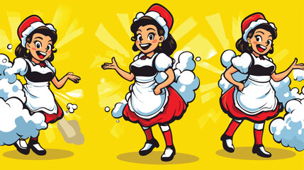 Cute Exhaust Maid Mascot Cartoon Vector for Design Projects