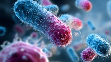 Bacterial mutation showing bacteria virus or pathogen detailed high resolution scientifically inspired visuals vibrant color clean background concept of hygiene health safety 