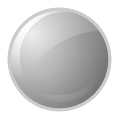 Glossy gray circular button with highlights and shadows isolated