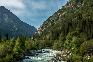 beautiful nature scenes around ala-archa gorge in kygyzstan