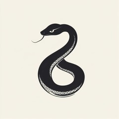 Fototapeta premium Minimalist Snake Illustration: Black and White Serpent Art Design