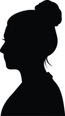 woman with messy bun hair vector silhouette