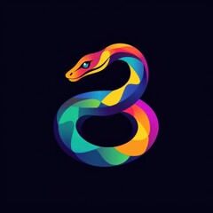 Fototapeta premium Colorful Abstract Snake Art: Vibrant Serpent Motif & Stylized Animal Design