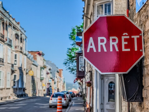 Stop Sign in French - Quebec City, Canada