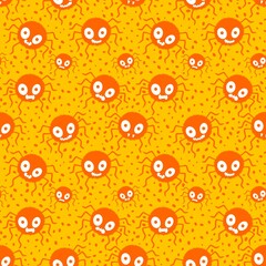 Cartoon monsters seamless Halloween spider pattern for wallpaper and fabrics and textiles and packaging and linens