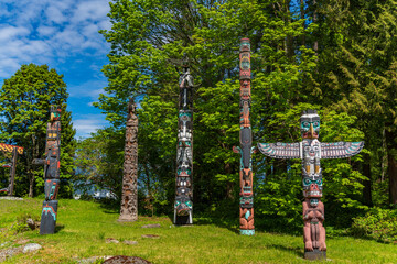 Stanley Park Totem Poles in Vancouver, Canada