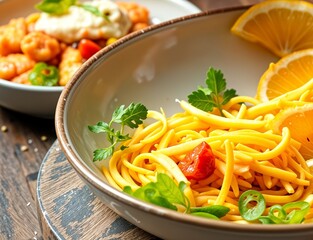 Healthy grated cheese and herb salad bowl