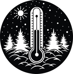 Silhouette of Thermometer in Snow
